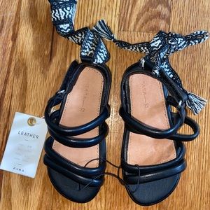 Zara toddler Black leather sandals. size 22 (6 US Toddler) New with Tags